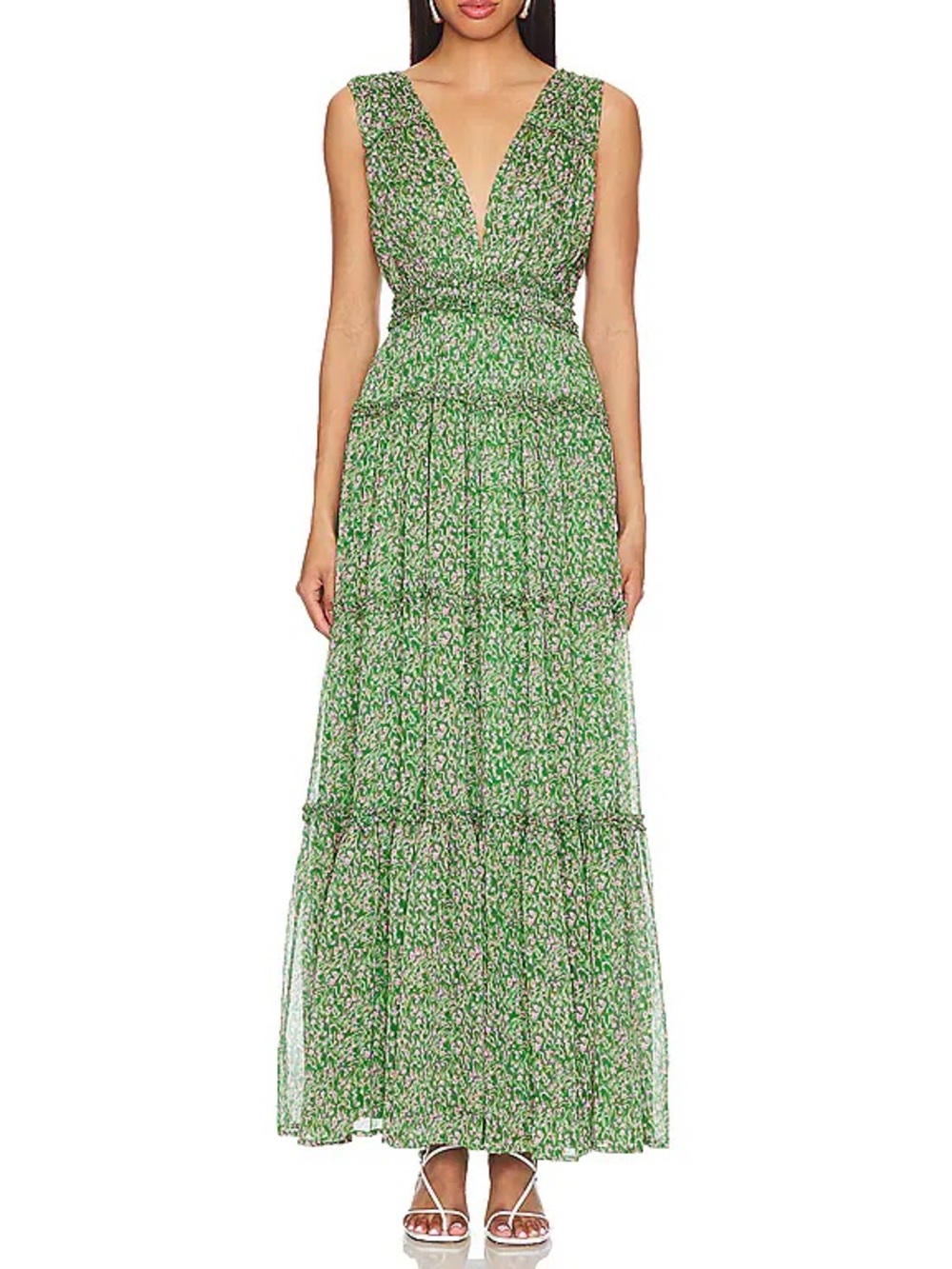 ASTR The Label Women's Edessa Printed Sleeveless Maxi Floral Slit Dress